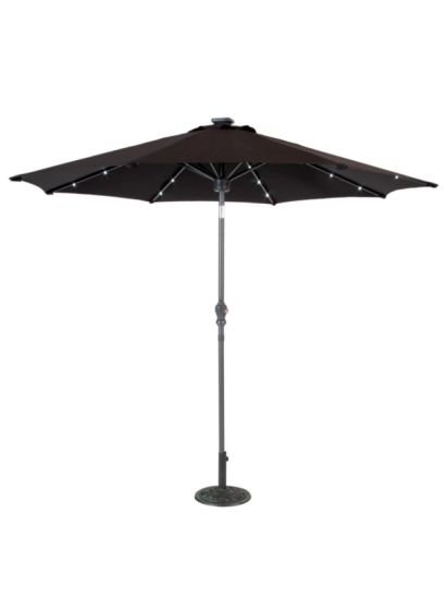 2.7m Adjustable Parasol with Bluetooth Speaker and LED Lights, Black
