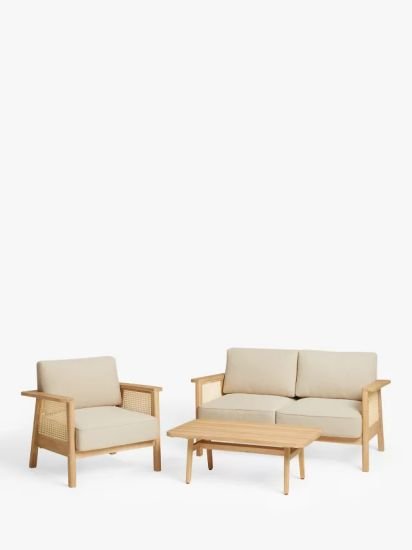 Rattan Rectangular Garden Coffee Table, 100cm, (Acacia Wood), Natural