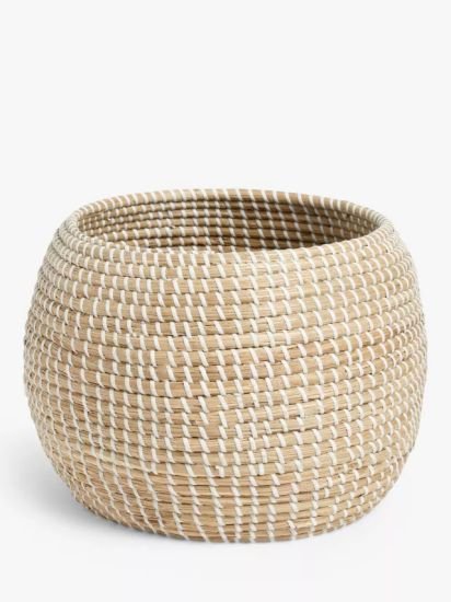 Seagrass Indoor Planter, Natural / White
